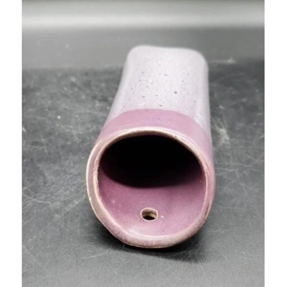 Handmade Studio Art Pottery Purple Lavender Wall Pocket Vase 8